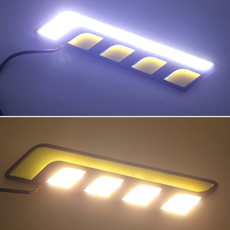 2 pezzi DC 12V 10W 800LM 5500K Lampada per luci di marcia diurna DRL per auto, lunghezza cavo: 25 cm (luce bianca + luce gialla), Multi-Color+10W 800LM/5500K