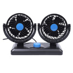 HUXIN HX-T303 Mini ventilatore per auto elettrica a basso rumore con rotazione regolabile a 360 gradi da 6,5 W, DC12V, HX-T303