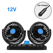 HUXIN HX-T303 Mini ventilatore per auto elettrica a basso rumore con rotazione regolabile a 360 gradi da 6,5 W, DC12V, HX-T303