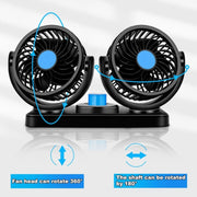 HUXIN HX-T303 Mini ventilatore per auto elettrica a basso rumore con rotazione regolabile a 360 gradi da 6,5 W, DC12V, HX-T303