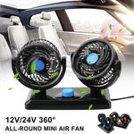 HUXIN HX-T303 Mini ventilatore per auto elettrica a basso rumore con rotazione regolabile a 360 gradi da 6,5 W, DC12V, HX-T303