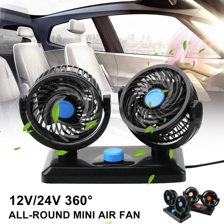 HUXIN HX-T303 Mini ventilatore per auto elettrica a basso rumore con rotazione regolabile a 360 gradi da 6,5 W, DC12V, HX-T303