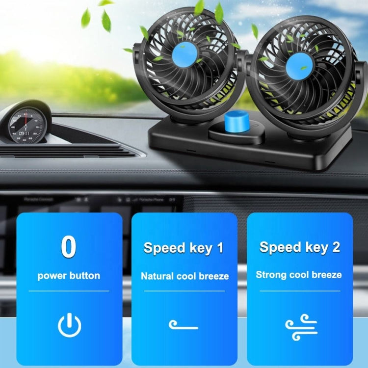 HUXIN HX-T303 Mini ventilatore per auto elettrica a basso rumore con rotazione regolabile a 360 gradi da 6,5 W, DC12V, HX-T303