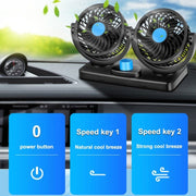 HUXIN HX-T303 Mini ventilatore per auto elettrica a basso rumore con rotazione regolabile a 360 gradi da 6,5 W, DC12V, HX-T303