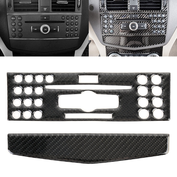 Adesivo decorativo in fibra di carbonio con telaio di regolazione per CD per auto da 2 pezzi per Mercedes-Benz W204, CD Adjustment Frame (A)