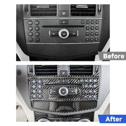 Adesivo decorativo in fibra di carbonio con telaio di regolazione per CD per auto da 2 pezzi per Mercedes-Benz W204, CD Adjustment Frame (A)