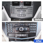 Adesivo decorativo in fibra di carbonio con telaio di regolazione per CD per auto da 2 pezzi per Mercedes-Benz W204, CD Adjustment Frame (B)