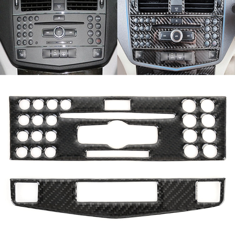 Adesivo decorativo in fibra di carbonio per telaio di regolazione del CD per auto da 2 pezzi per Mercedes-Benz W204, guida a destra, CD Adjustment Frame (C), Right Driving