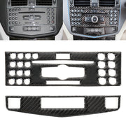 Adesivo decorativo in fibra di carbonio per telaio di regolazione del CD per auto da 2 pezzi per Mercedes-Benz W204, guida a destra, CD Adjustment Frame (C), Right Driving