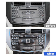 Adesivo decorativo in fibra di carbonio per telaio di regolazione del CD per auto da 2 pezzi per Mercedes-Benz W204, guida a destra, CD Adjustment Frame (C), Right Driving
