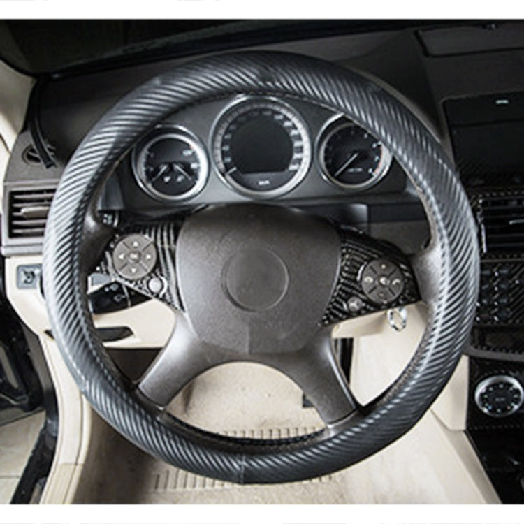 Adesivo decorativo in fibra di carbonio con pulsante del volante per auto da 2 pezzi per Mercedes-Benz W204, Steering Wheel Button
