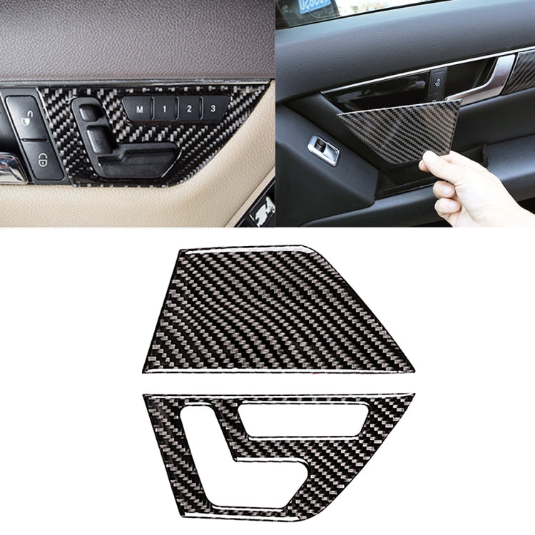 Adesivo decorativo in fibra di carbonio per telaio di regolazione del sedile della porta anteriore dell'auto da 2 pezzi per Mercedes-Benz W204, Front Door Seat Adjustment Frame
