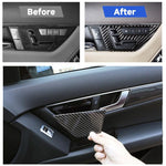 Adesivo decorativo in fibra di carbonio per telaio di regolazione del sedile della porta anteriore dell'auto da 2 pezzi per Mercedes-Benz W204, Front Door Seat Adjustment Frame