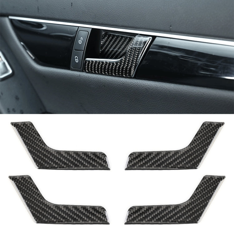 Adesivo decorativo in fibra di carbonio per pannello maniglia interna portiera auto da 4 pezzi per Mercedes-Benz W204, Door Inner Handle Panel