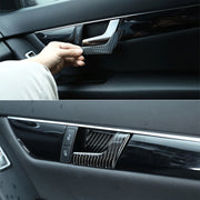 Adesivo decorativo in fibra di carbonio per pannello maniglia interna portiera auto da 4 pezzi per Mercedes-Benz W204, Door Inner Handle Panel