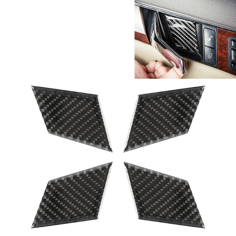 4 pezzi di adesivo decorativo in fibra di carbonio per maniglia interna della portiera dell'auto, pannello da polso, per Mercedes-Benz W204, Door Inner Handle Wrist Panel