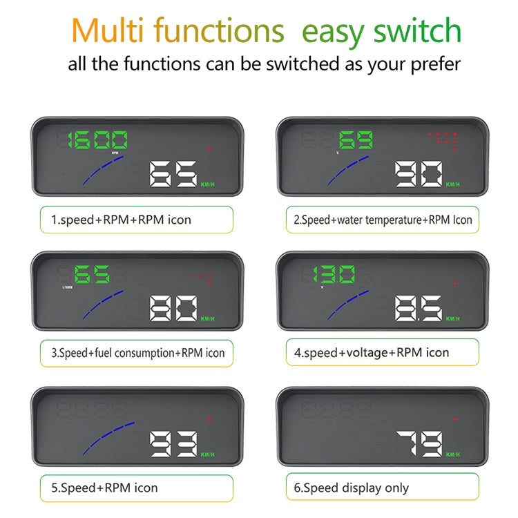 P9 HUD Misuratore digitale auto OBD2 3,6" multicolore