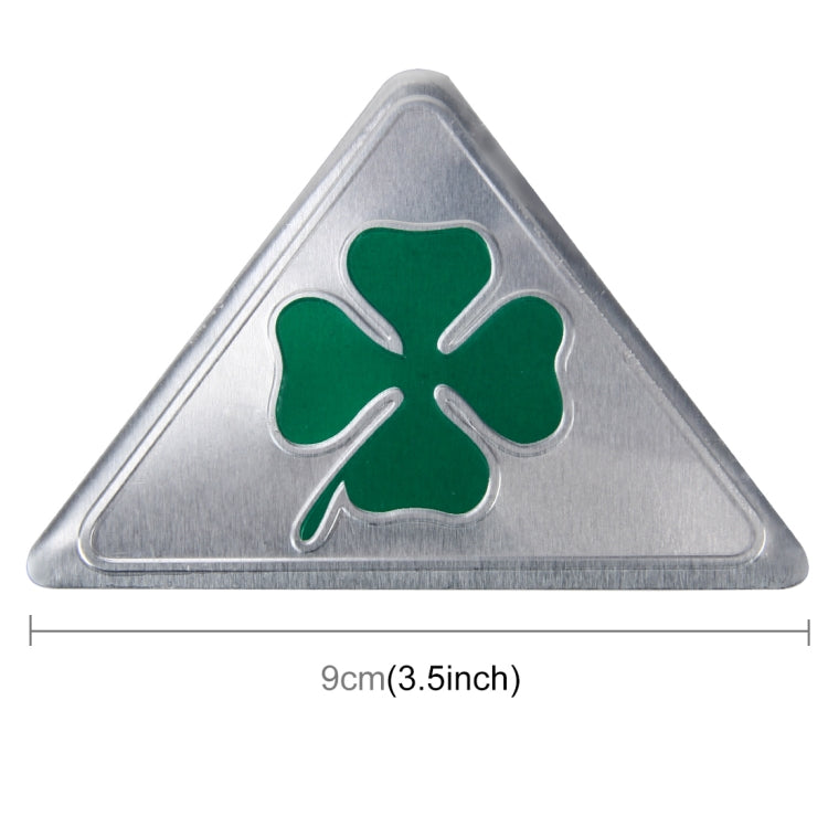 Quadrifoglio Erba Simbolo della fortuna Triangolo sottile in alluminio Emblema distintivo Etichettatura Adesivo Styling Decorazione cruscotto auto, Four Leaf Clover 1, Four Leaf Clover 2