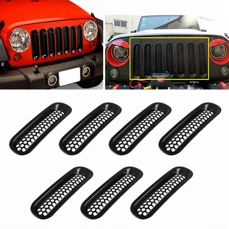 7 PCS Auto Da Corsa Anteriore Griglia Griglia Rete Insetti per Jeep Wrangler JK 2007-2017, For Jeep Wrangler 2007-2017