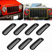 7 PCS Auto Da Corsa Anteriore Griglia Griglia Rete Insetti per Jeep Wrangler JK 2007-2017, For Jeep Wrangler 2007-2017