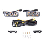 2 pezzi DC 12V 6W 400 LM 6000K Tri Circular Car DRL e luce di svolta (luce bianca + luce gialla), lunghezza cavo: 50 cm, DC 12V 6W 400 LM 6000K