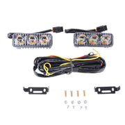 2 pezzi DC 12V 6W 400 LM 6000K Tri Circular Car DRL e luce di svolta (luce bianca + luce gialla), lunghezza cavo: 50 cm, DC 12V 6W 400 LM 6000K