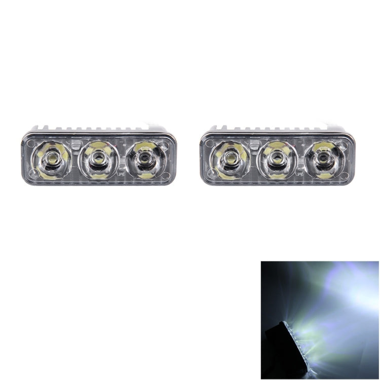 2 pezzi DC 12V 6W 400 LM 6000K Tri Circular Car DRL Lampada con luci bianche di marcia diurna, lunghezza cavo: 50 cm, DC 12V 6W 400 LM