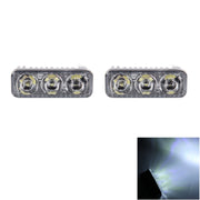2 pezzi DC 12V 6W 400 LM 6000K Tri Circular Car DRL Lampada con luci bianche di marcia diurna, lunghezza cavo: 50 cm, DC 12V 6W 400 LM
