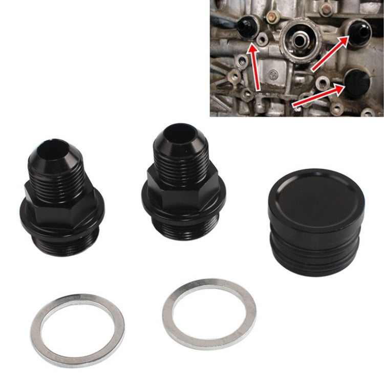 M28 ~ 10AN Adattatore di raccordo di sfiato del blocco posteriore nero per Honda Oil Catch Can B16 B18C, For Honda Oil Catch Can B16 B18C