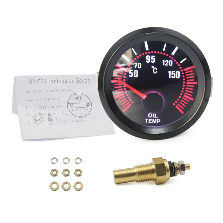 Indicatore di temperatura dell'olio modificato per auto universale da 52 mm 12 V, Oil Temperature Gauge