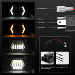 7 pollici H4 DC 9 V-30 V 3000LM 6000 K 30 W IP67 8 LED perline lampada per auto forma quadrata LED fari per Jeep Wrangler, Square Shape