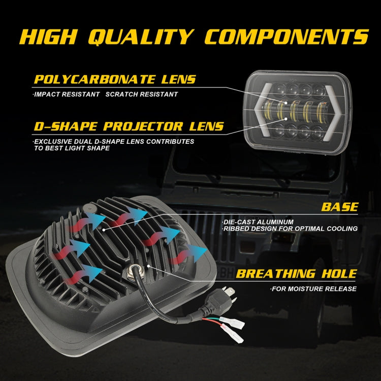 7 pollici H4 DC 9 V-30 V 3000LM 6000 K 30 W IP67 8 LED perline lampada per auto forma quadrata LED fari per Jeep Wrangler, Square Shape