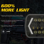 7 pollici H4 DC 9 V-30 V 3000LM 6000 K 30 W IP67 8 LED perline lampada per auto forma quadrata LED fari per Jeep Wrangler, Square Shape