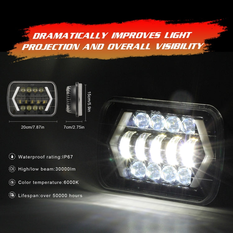 7 pollici H4 DC 9 V-30 V 3000LM 6000 K 30 W IP67 8 LED perline lampada per auto forma quadrata LED fari per Jeep Wrangler, Square Shape
