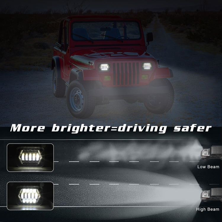 7 pollici H4 DC 9 V-30 V 3000LM 6000 K 30 W IP67 8 LED perline lampada per auto forma quadrata LED fari per Jeep Wrangler, Square Shape