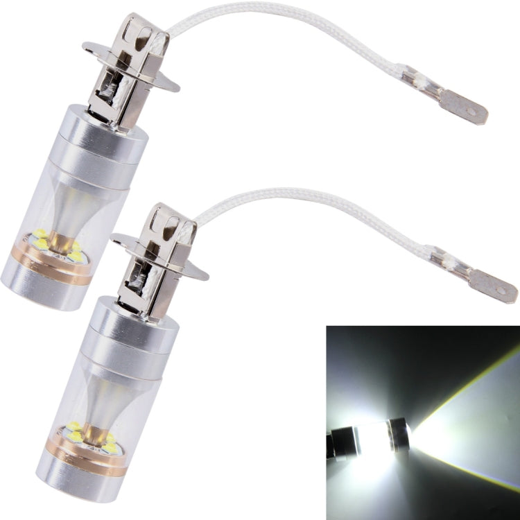 2 PZ H3 30W 350 LM 6000K Lampadina fendinebbia per auto CREE 6 LED a luce bianca, DC 12V, H3