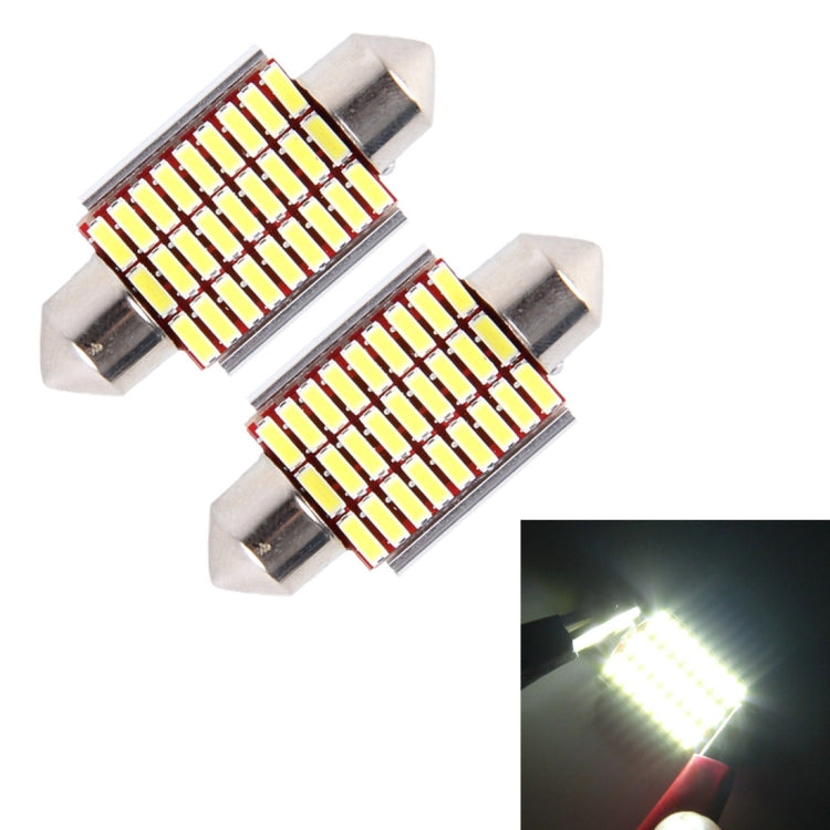 2 PZ DC 12V 6W 36MM Bicuspide Lampade per portiere auto Luce di registrazione per cruscotto Luci per porte a cupola Lampada da lettura a LED con 27 LED SMD 3014 Luci bianche, 36MM