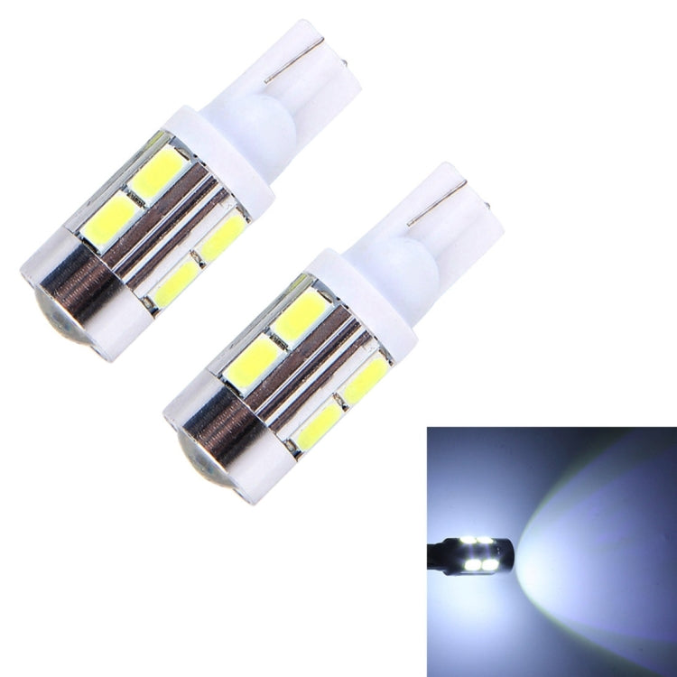Lampada per luci di ingombro per auto, 2 pezzi T10 6W a luce bianca 10 SMD 5630 LED, DC 12V, 10 SMD 5630 LEDs