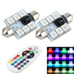 Lampada da lettura a LED per cupola per auto con telecomando bicuspide colorato da 2 pezzi da 36 mm con 6 luci a LED, Car Dome Lamp
