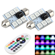 Lampada da lettura a LED per cupola per auto con telecomando bicuspide colorato da 2 pezzi da 36 mm con 6 luci a LED, Car Dome Lamp