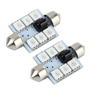 Lampada da lettura a LED per cupola per auto con telecomando bicuspide colorato da 2 pezzi da 36 mm con 6 luci a LED, Car Dome Lamp