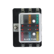 Scatola portafusibili universale a 6 vie Scatola portafusibili Scatola portafusibili per circuito automobilistico Strumento lama automobilistica Blocco fusibili a 6 vie, DC 10V-32V, 6 Way Fuse Box