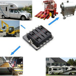 Scatola portafusibili universale a 6 vie Scatola portafusibili Scatola portafusibili per circuito automobilistico Strumento lama automobilistica Blocco fusibili a 6 vie, DC 10V-32V, 6 Way Fuse Box