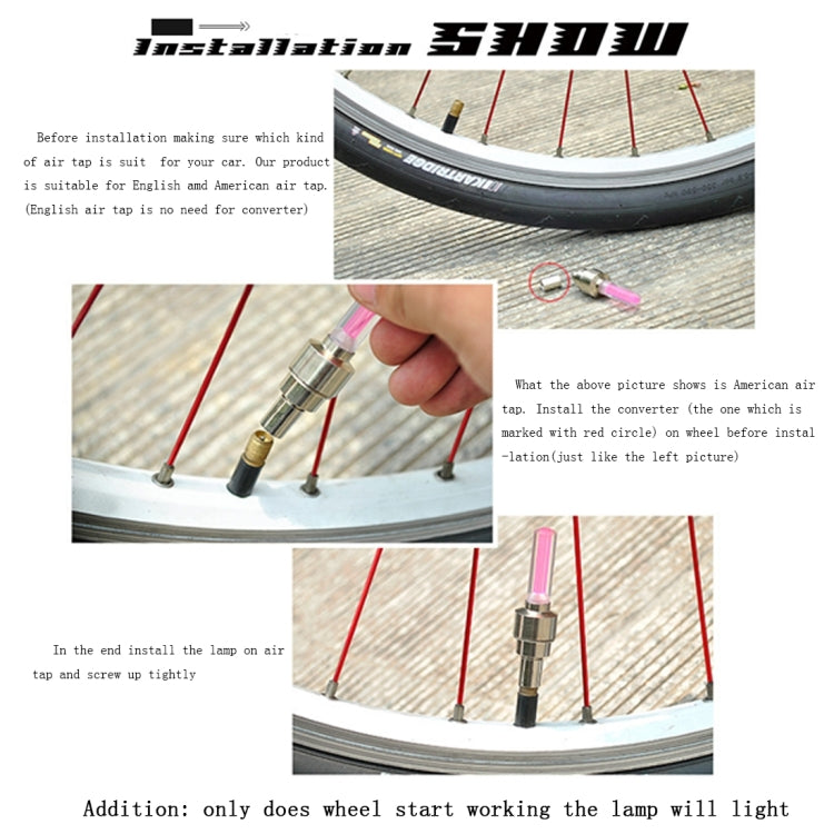 Lampada per pneumatici da 2 pezzi con batteria per auto/moto/bici