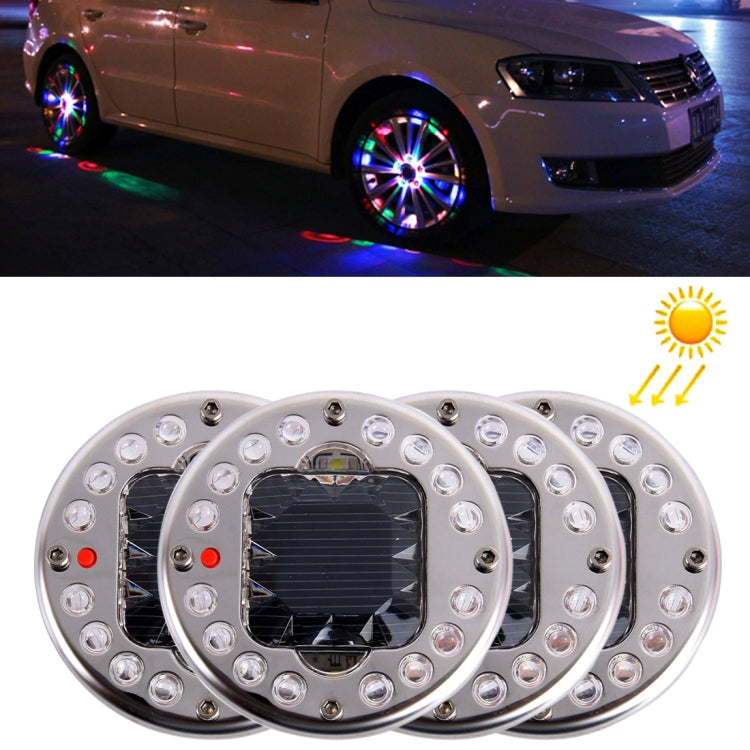 4 Luci LED Solari Colorate per Ruote Auto 23cm