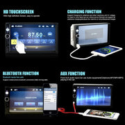 7010B HD 2 Din Ricevitore radio Bluetooth per auto da 7 pollici Lettore MP5, supporto FM, USB e scheda TF, 7010B
