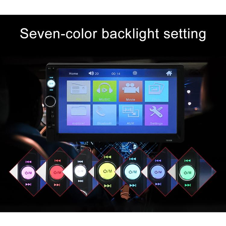 7010B HD 2 Din Ricevitore radio Bluetooth per auto da 7 pollici Lettore MP5, supporto FM, USB e scheda TF, 7010B