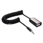 Cavo a spirale retrattile per convertitore audio da maschio a USB 2.0 femmina da 3,5 mm per disco U per altoparlante MP3 per auto, lunghezza: 1 m, 1pcs