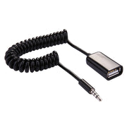 Cavo a spirale retrattile per convertitore audio da maschio a USB 2.0 femmina da 3,5 mm per disco U per altoparlante MP3 per auto, lunghezza: 1 m, 1pcs