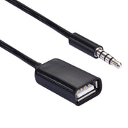 Cavo a spirale retrattile per convertitore audio da maschio a USB 2.0 femmina da 3,5 mm per disco U per altoparlante MP3 per auto, lunghezza: 1 m, 1pcs